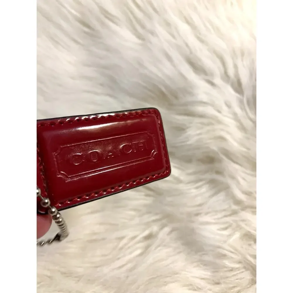 COACH Berry Red Patent Leather Lozenge Hang Tag Purse Charm 2.5
